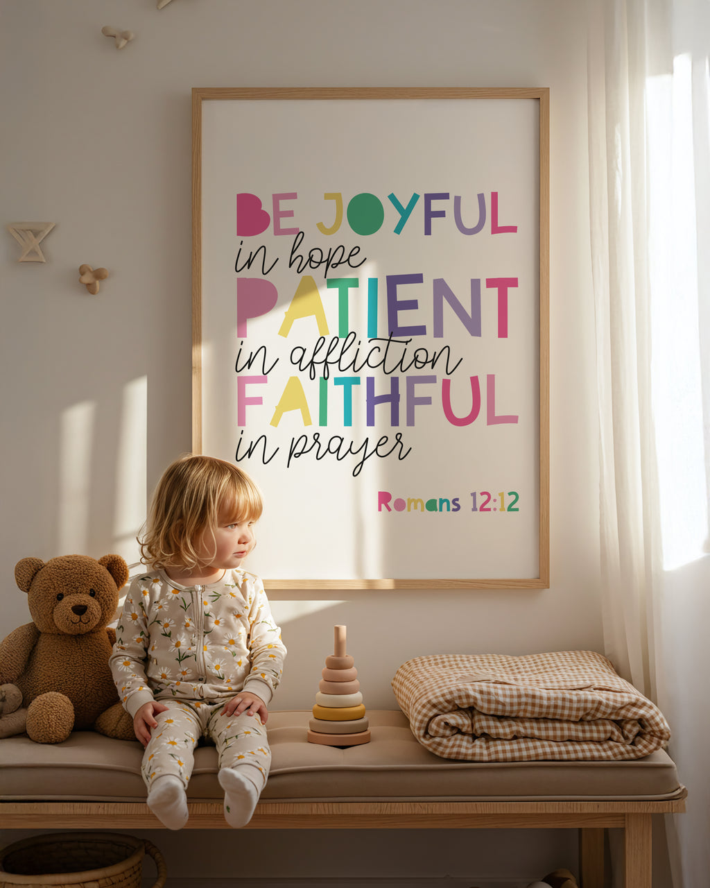Be joyful in hope, patient in affliction and faithful in prayer Print, Girls Bedroom Prints