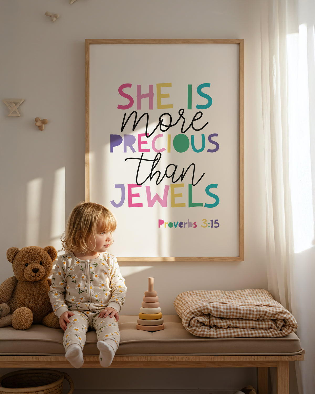 She is more precious than jewels print, Christian wall art