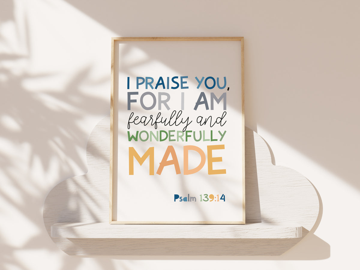 Set of 3 Children's Bible Verse Prints. Christian Wall Art, Boys Nursery Prints