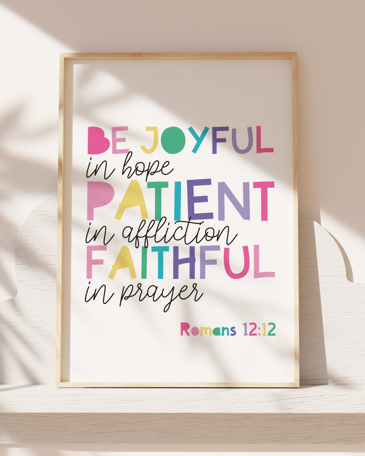 Be joyful in hope, patient in affliction and faithful in prayer Print, Girls Bedroom Prints