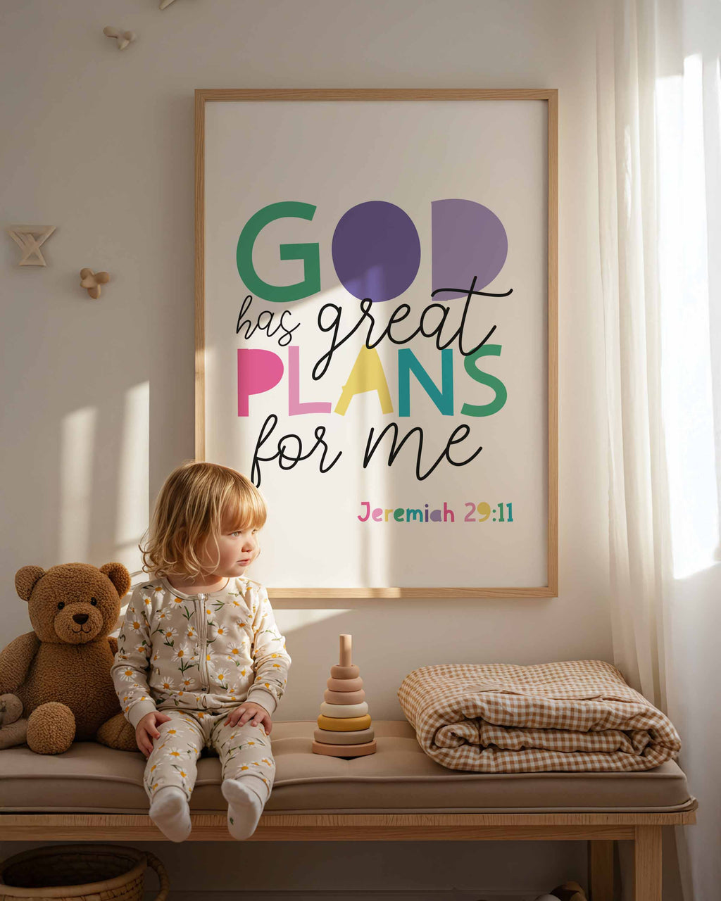 God has great plans for me print. Girls Nursery Print, Christian Wall Art