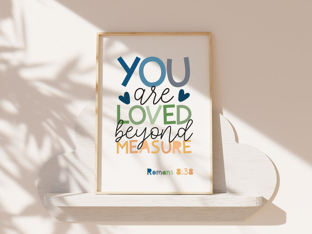 I am Loved Beyond Measure Print, Boys Nursery Wall Art