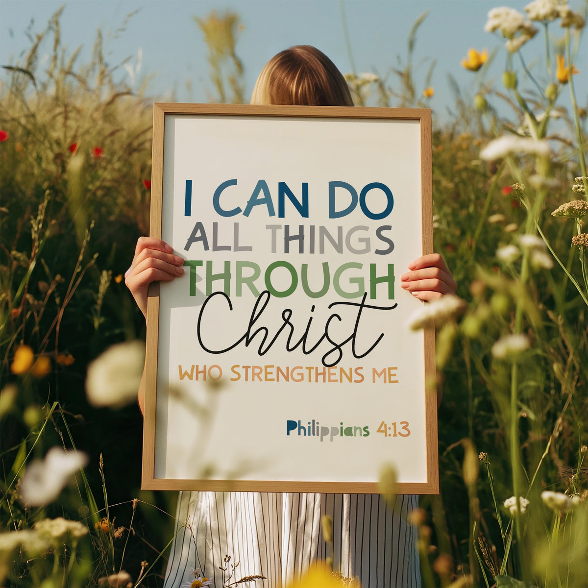 I can do all things through Christ who strengthens me print, Boys Christian Wall Art