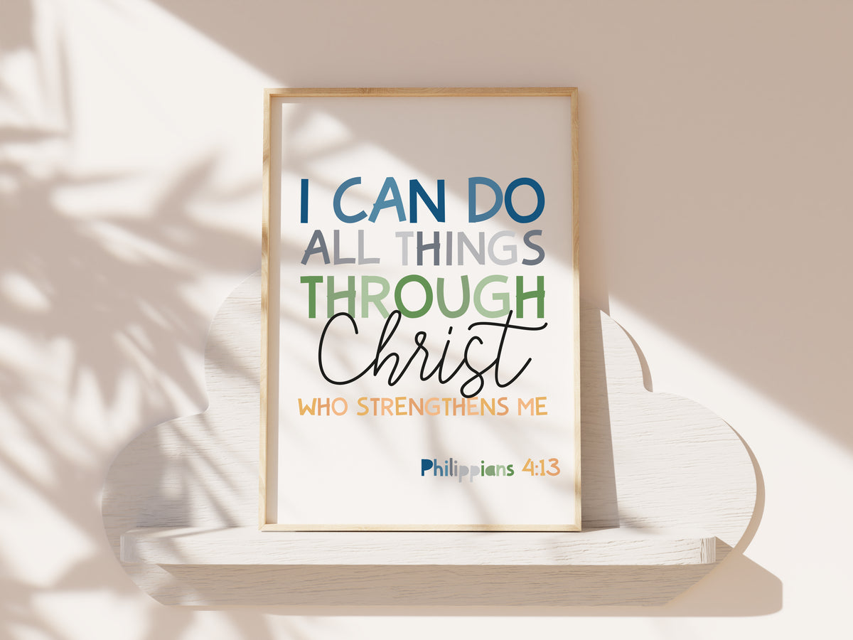 Set of 3 Children's Bible Verse Prints. Christian Wall Art, Boys Nursery Prints