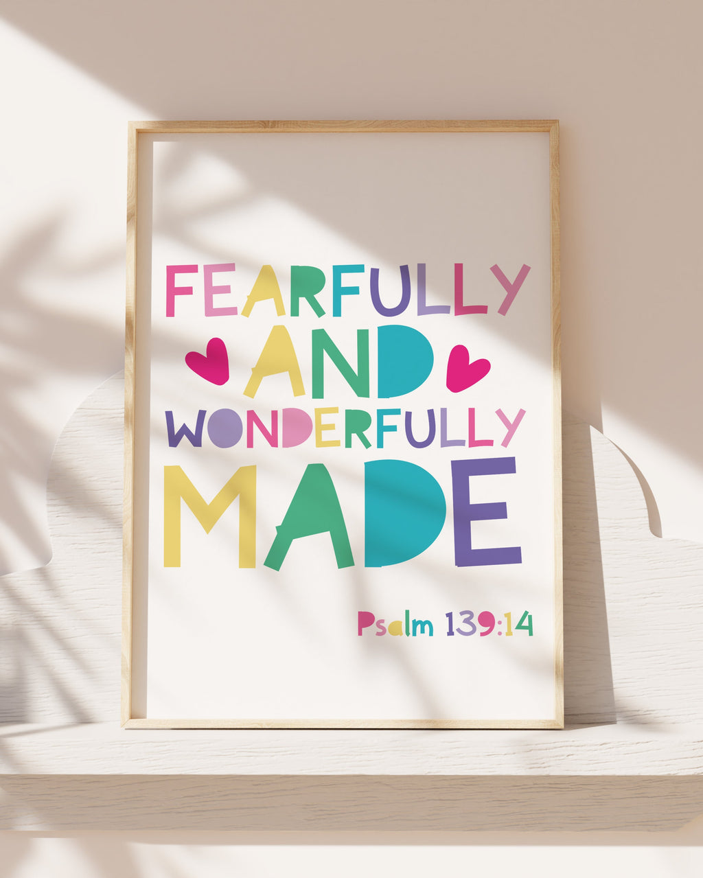 Fearfully and Wonderfully Made Print Girls Nursery Wall Art, Christian Home Decor