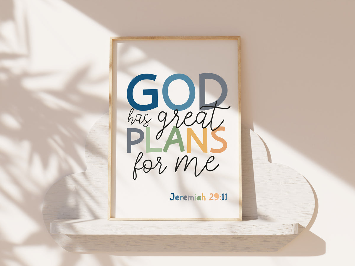 Set of 3 Children's Bible Verse Prints. Christian Wall Art, Boys Nursery Prints