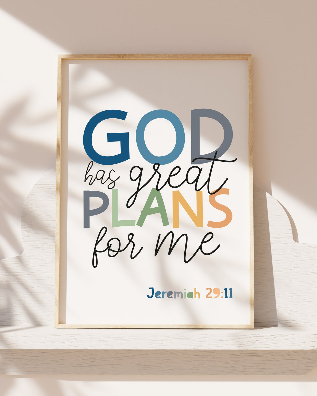 God has great plans for me print. Boys Nursery Print, Christian Wall Art